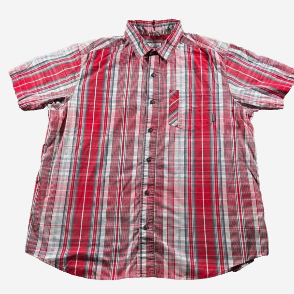 Columbia Shirt Mens XL Red White Omni-Wick Decoy Rock Fishing Hiking‎ Pocket